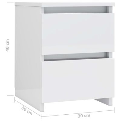 vidaXL Side Cabinets 2 pcs High Gloss White 11.8"x11.8"x15.7" Engineered Wood