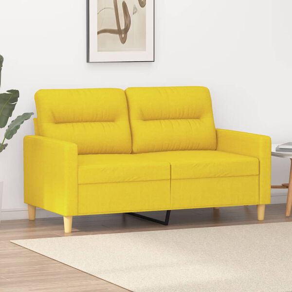 vidaXL 2-seater Sofa Light Yellow Fabric (100% polyester), metal, textilene