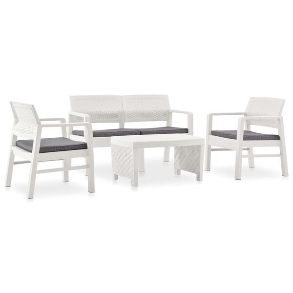 vidaXL Garden Sofa Set White Plastic Standard Ergonomic