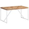 vidaXL Dining Table Natural wood with white legs
