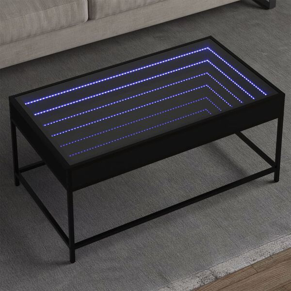 vidaXL Coffee Table Black Engineered wood, Glass, Metal 35.4 in x 19.7 in