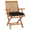 vidaXL Patio Chair Set of 2 Teak wood, Black cushions