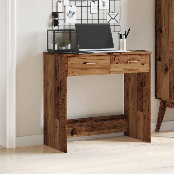vidaXL Desk Old wood Engineered wood Compact Desk Rectangular Modern