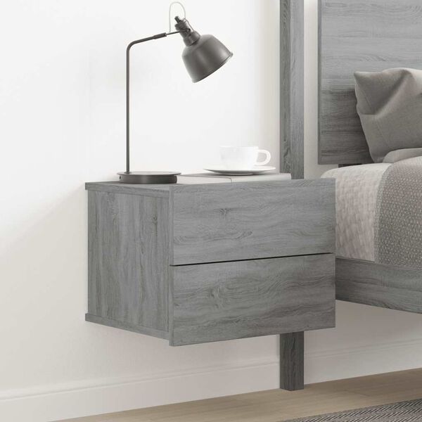 vidaXL Bedside Cabinet Grey sonoma Engineered wood Compact