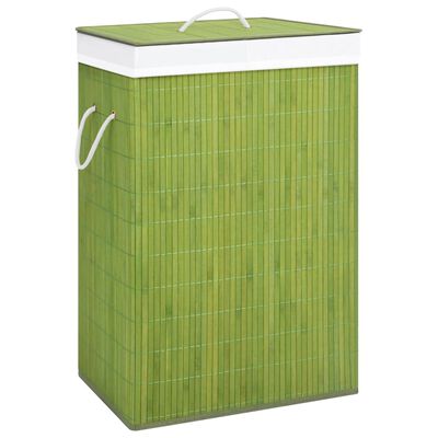 vidaXL Bamboo Laundry Basket with 2 Sections Green 19 gal