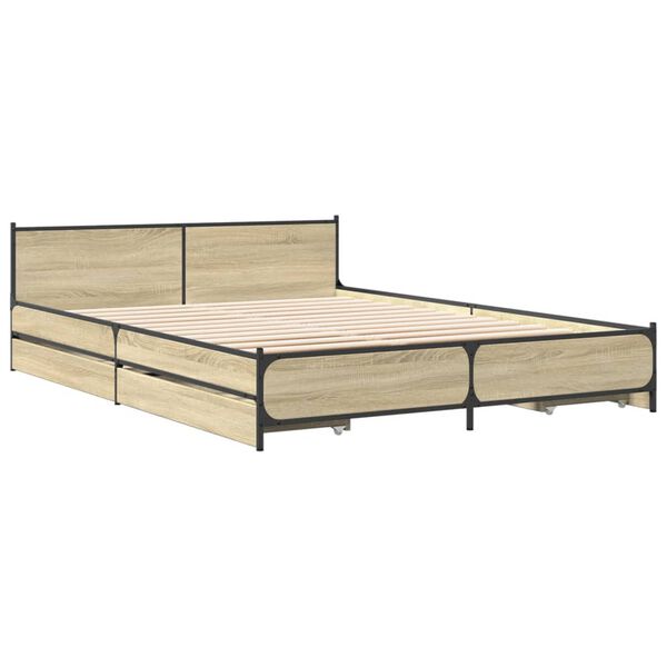 vidaXL Bed Frame Sonoma Oak Engineered Wood 47.2 x 78.7 in Bed Frame