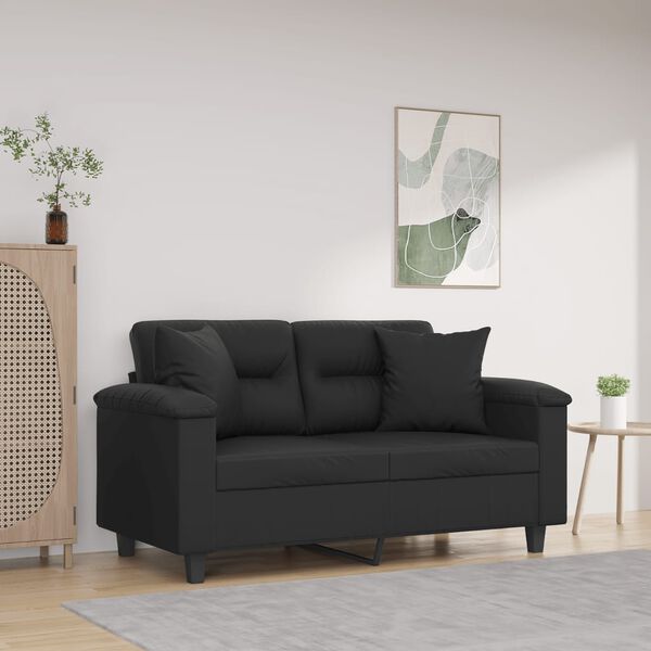 vidaXL 2-seater Sofa Black Faux leather, metal, textilene 2-Seater