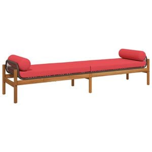 vidaXL Patio Bench Brown and Red PE Rattan Removable Covers Patio Bench