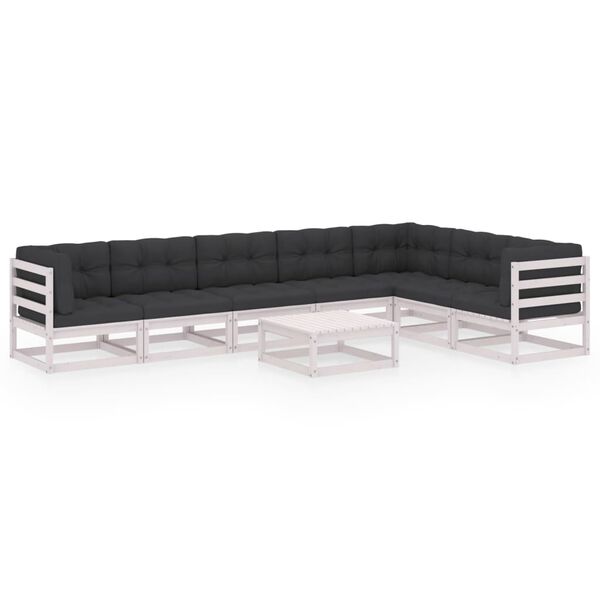 vidaXL Garden Lounge Set White; Anthracite