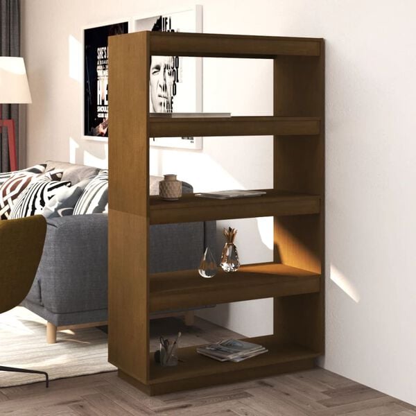 vidaXL Book Cabinet Honey brown Solid pinewood 31.5x13.8x53.1 in Sleek