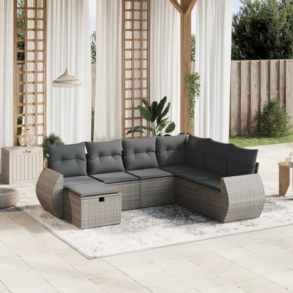 vidaXL Garden Sofa Set Grey Poly Rattan Large Modular Garden Sofa Set