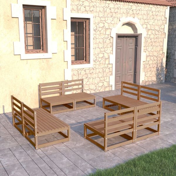 vidaXL Garden Lounge Set Honey Brown Solid Pinewood Medium Modular