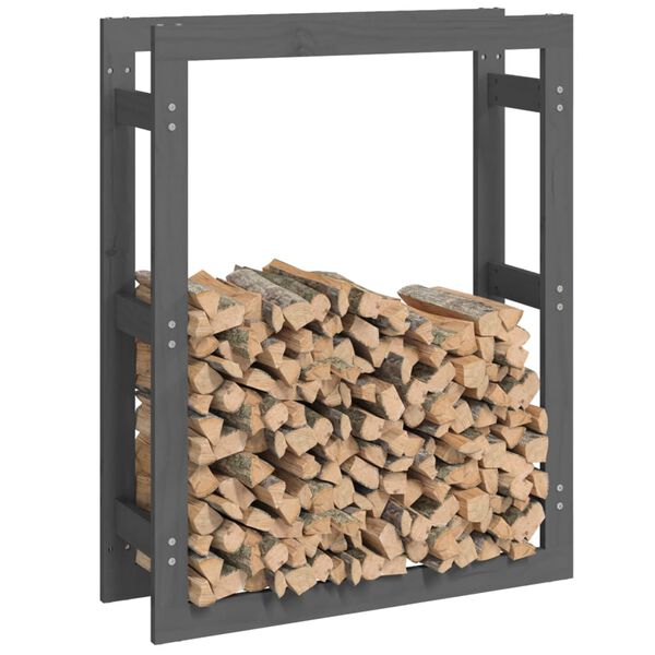  vidaXL Firewood Rack Grey 31.5x9.8x39.4" Solid Wood Pine