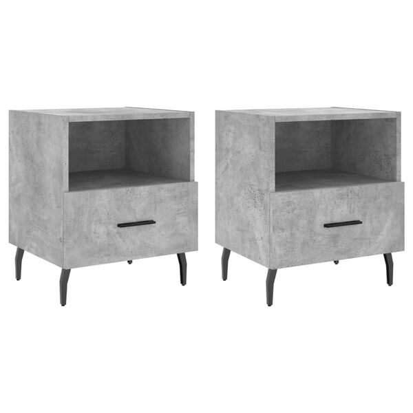 vidaXL Bedside Cabinet Set of 2 Concrete Grey