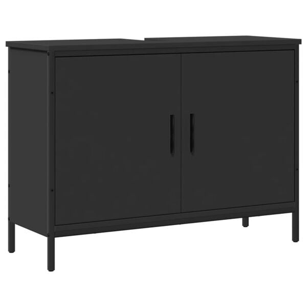 vidaXL Bathroom Sink Cabinet Black Engineered Wood 31.5 x 11.8 x 23.6 in