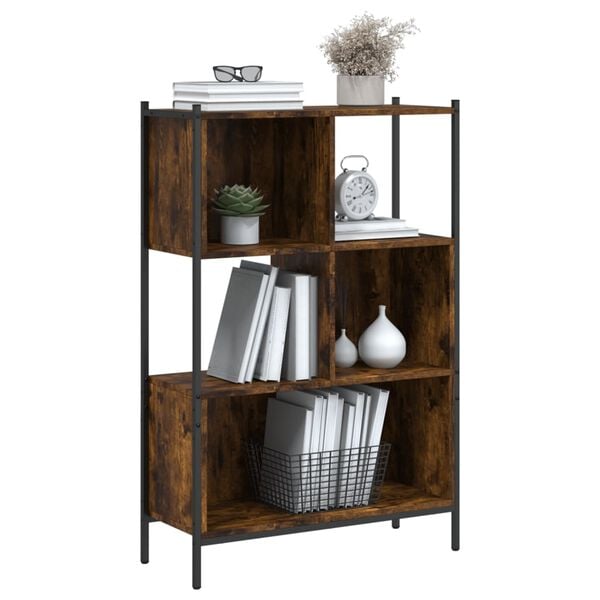 vidaXL Bookcase Smoked Oak Engineered wood, powder-coated steel Medium