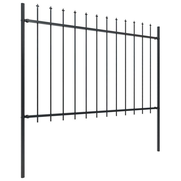 vidaXL Garden Fence with Spear Top Steel 281.3"x47.2" Black