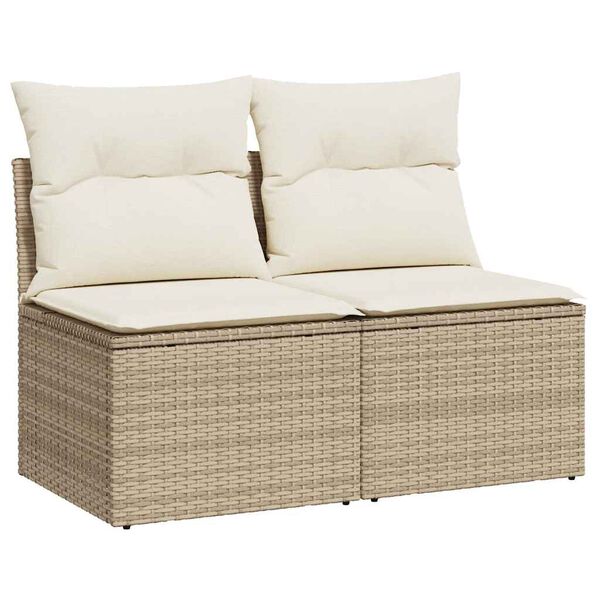 vidaXL Garden Sofa Set Beige Poly Rattan Compact UV-resistant materials