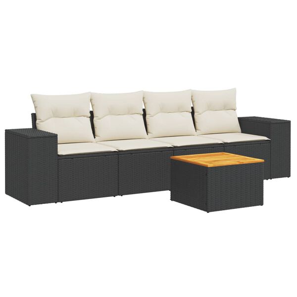 vidaXL Garden Sofa Set Black, Cream White