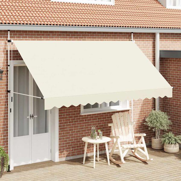 vidaXL Retractable Awning Cream Polyester with PU coating and steel frame