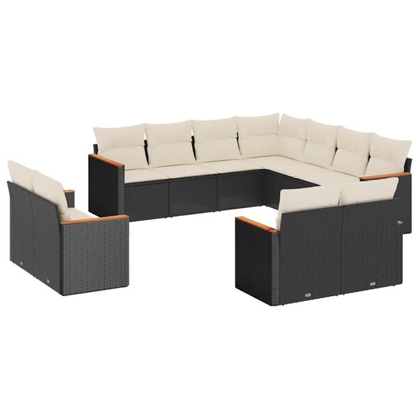 vidaXL Garden Sofa Set Black, Cream White