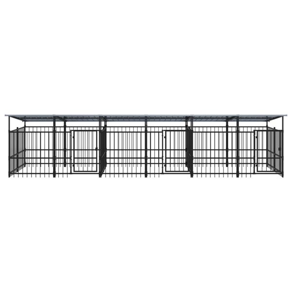 vidaXL Dog Kennel Black Powder-coated steel 121.0 sq ft Durable