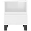vidaXL Bedside Cabinet High gloss white Engineered wood, metal