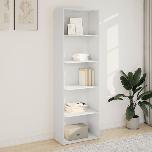 vidaXL Bookcase White Engineered Wood Standard Bookcase Rectangular