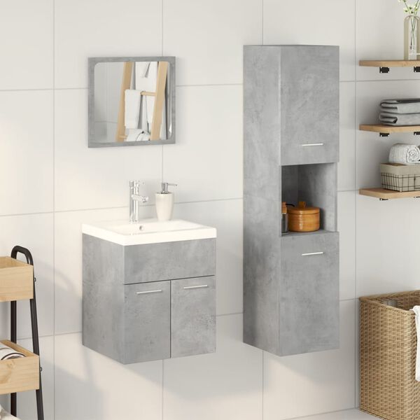 vidaXL Bathroom Furniture Set Concrete Grey Engineered Wood, Glass