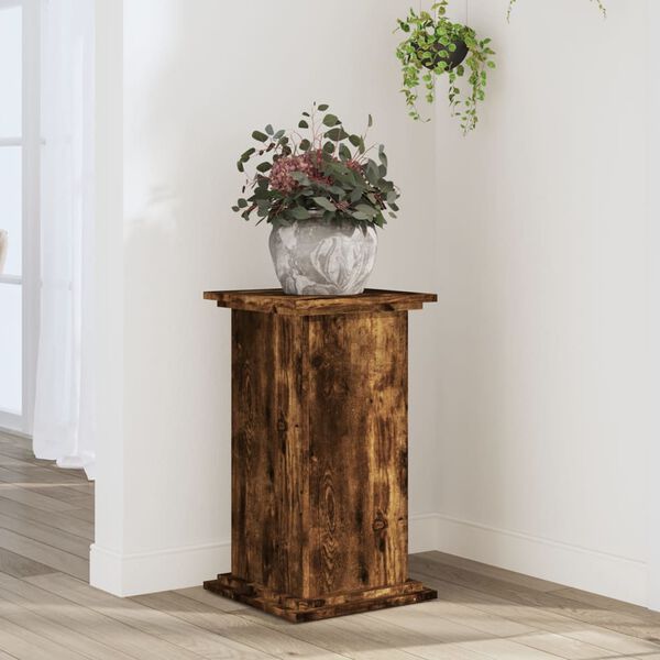 vidaXL Plant Stand Smoked Oak Engineered Wood 13.0 x 13.0 x 23.6 in
