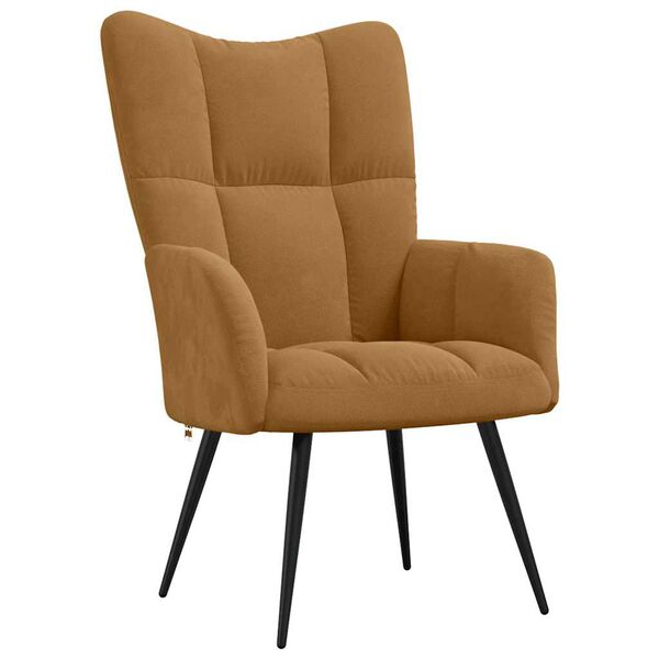 vidaXL Relaxing Chair Brown Velvet (100% polyester), Steel, Foam Standard