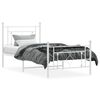 vidaXL Bed Frame White Powder-coated steel Twin Bed Frame Rectangular