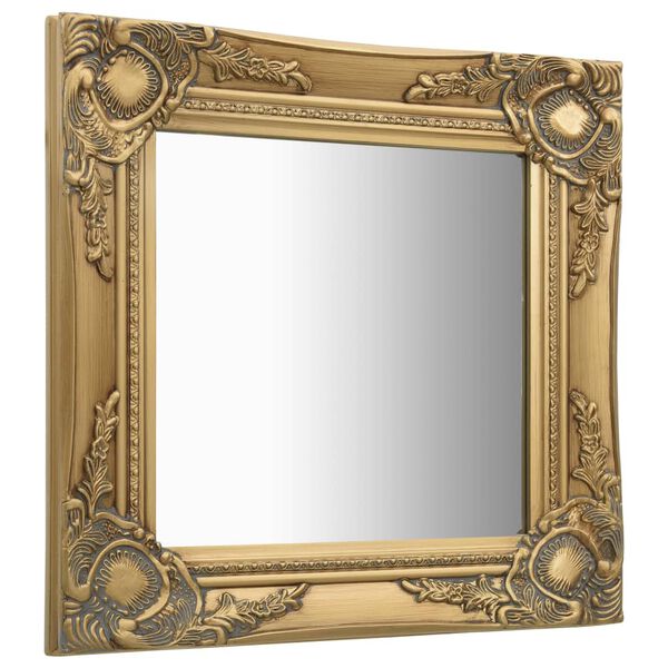vidaXL Wall Mirror Gold Wood, glass, engineered wood 15.7x15.7 in