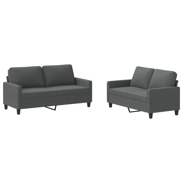 vidaXL Sofa Set Dark Grey 100% Polyester Fabric, Metal, Textilene, Plywood