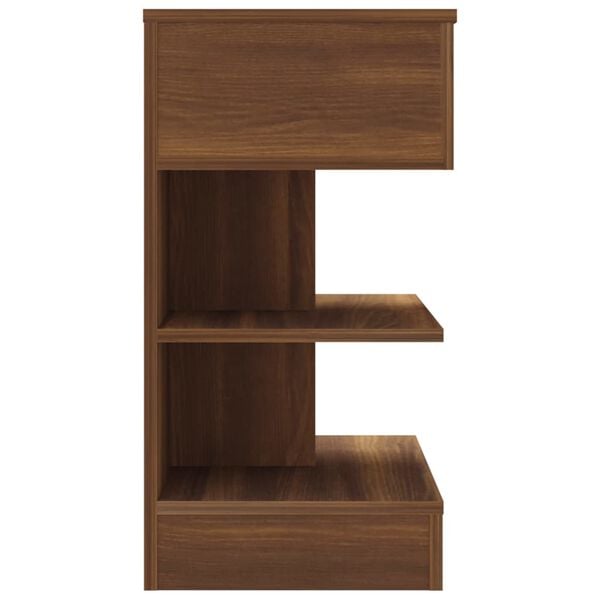 vidaXL Bedside Cabinet Brown Oak Engineered Wood Medium Statement Piece