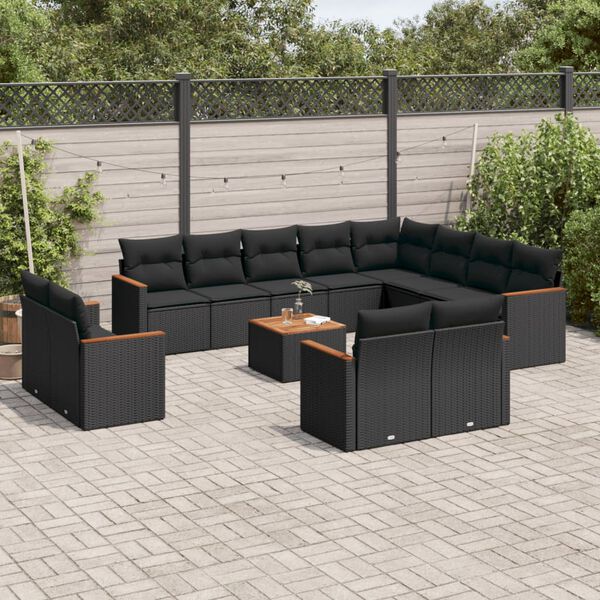 vidaXL Garden Sofa Set Black