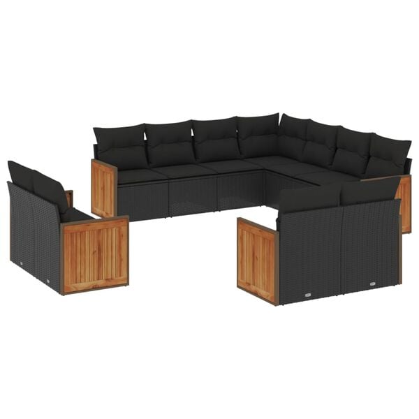 vidaXL Garden Sofa Set Black PE rattan Large Modular Garden Sofa Set