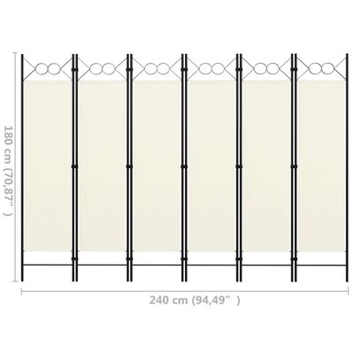 vidaXL 6-Panel Room Divider Cream White 94.5"x70.9"
