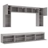 vidaXL 8 Piece TV Wall Stand Set with LED Lights Gray Sonoma