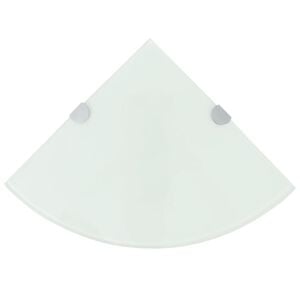 vidaXL Corner Shelf White Tempered Glass 9.8 in x 9.8 in Wall Mounting