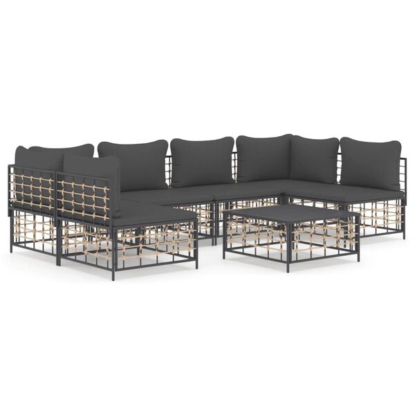 vidaXL Garden Lounge Set Anthracite Poly rattan Modular