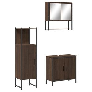 vidaXL Bathroom Furniture Set Brown Oak