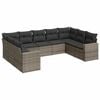 vidaXL Garden Sofa Set Grey PE rattan, powder-coated steel, polyester