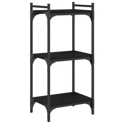 vidaXL Bookcase 3-Tier Black 15.7"x11.8"x33.9" Engineered Wood
