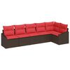 vidaXL Sofa Set with Cushion 6 pcs Brown Poly Rattan