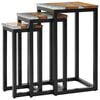 vidaXL Nesting Table Set of 3 Brown and Transparent