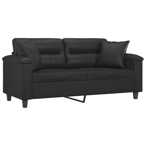vidaXL 2-seater Sofa Black Faux leather 55.1 in seat width Durable