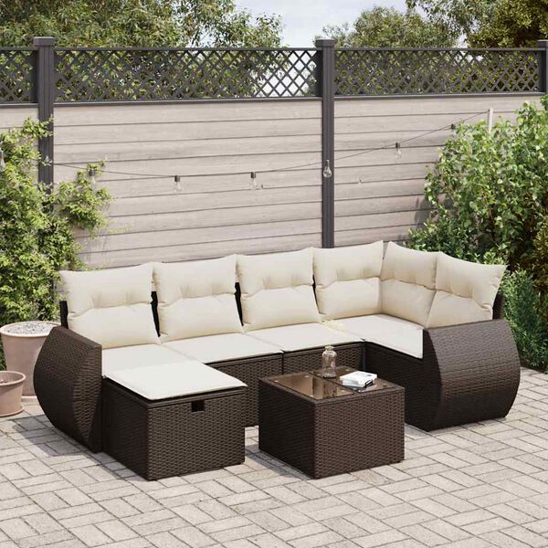 vidaXL Garden Sofa Set Brown