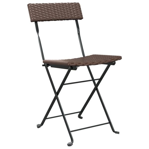 vidaXL Folding Bistro Chair Set of 8 Brown PE rattan, powder-coated steel