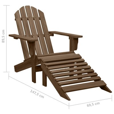 vidaXL Patio Adirondack Chair with Ottoman&Table Solid Fir Wood Brown